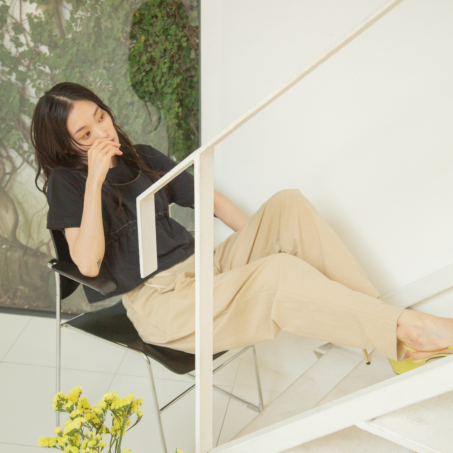 ストッパーロングパンツ|tucked long pants with stopper