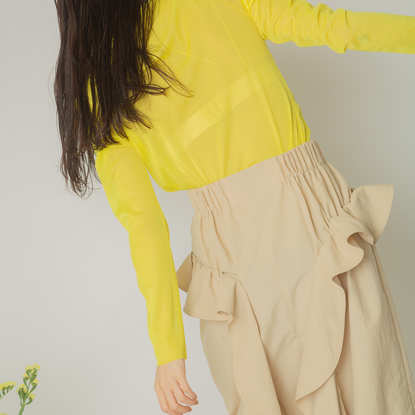 ボリュームフリルミディスカート|voluminous ruffle midi skirt