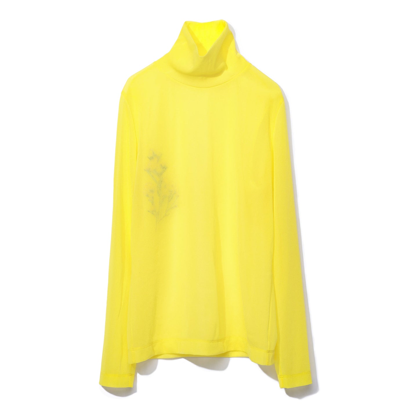 刺繍ハイネックカットソー|sheer jersey tops with flower embroidery